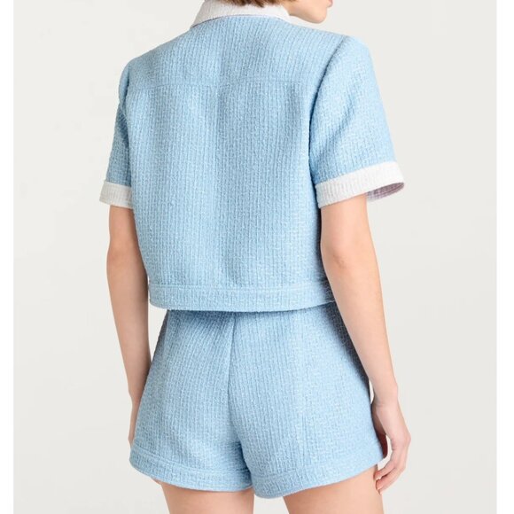 NWT Cinq a Sept 5a7 Nissy Jacket & Short Set of 2  Sky Blue/White Cocktail Party - Picture 6 of 10